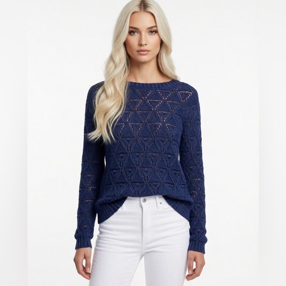 Tommy Hilfiger 💙 Navy Open Knit Cotton Sweater | S